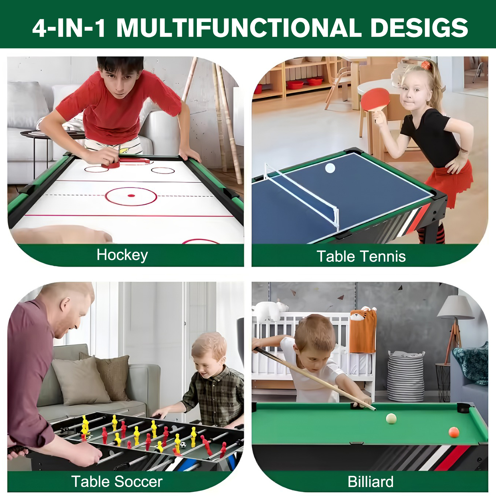 4-In-1 Air Hockey Table Combo  - Table Tennis For Kids บทวิจารณ์และราคา